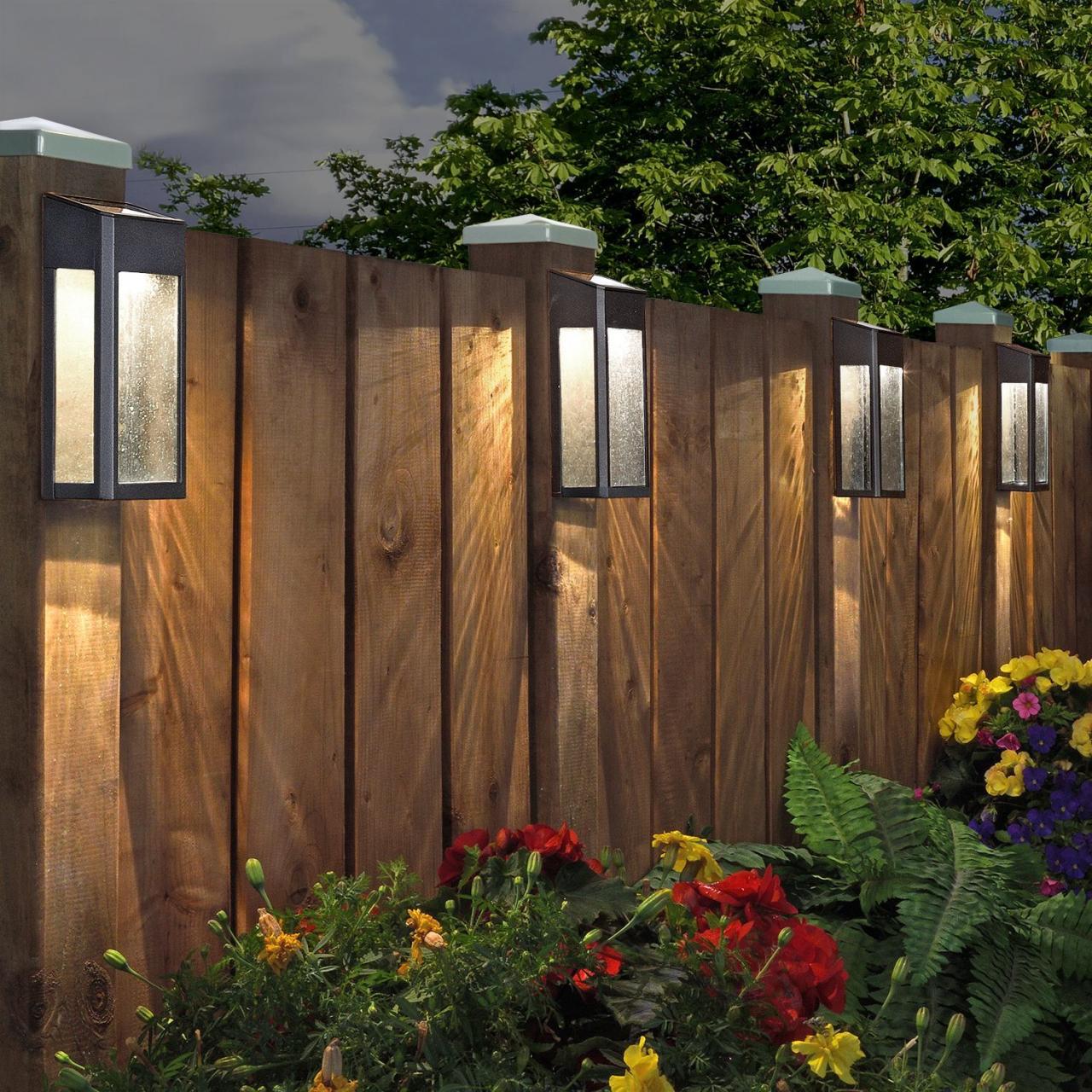 Solar post fence powered light modern style outdoor