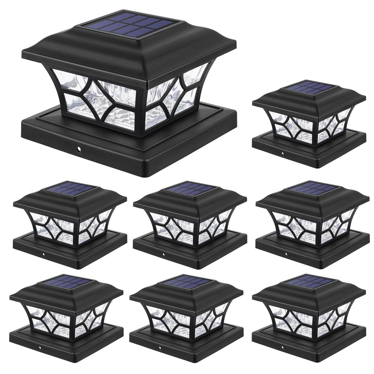Solar post lights deck 4x4 fence white caps cap vinyl set posts low profile windsor black wood 1269 1200 shipped