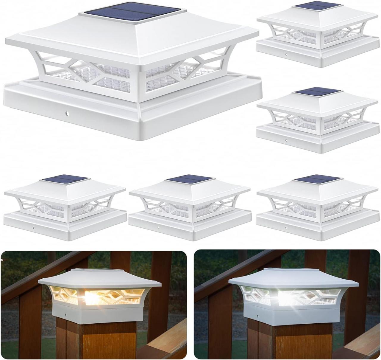 Solar powered round post cap lights