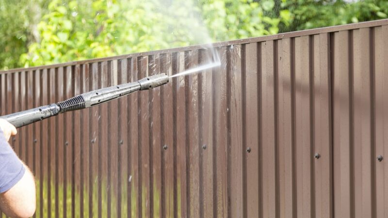 Pressure washer fence