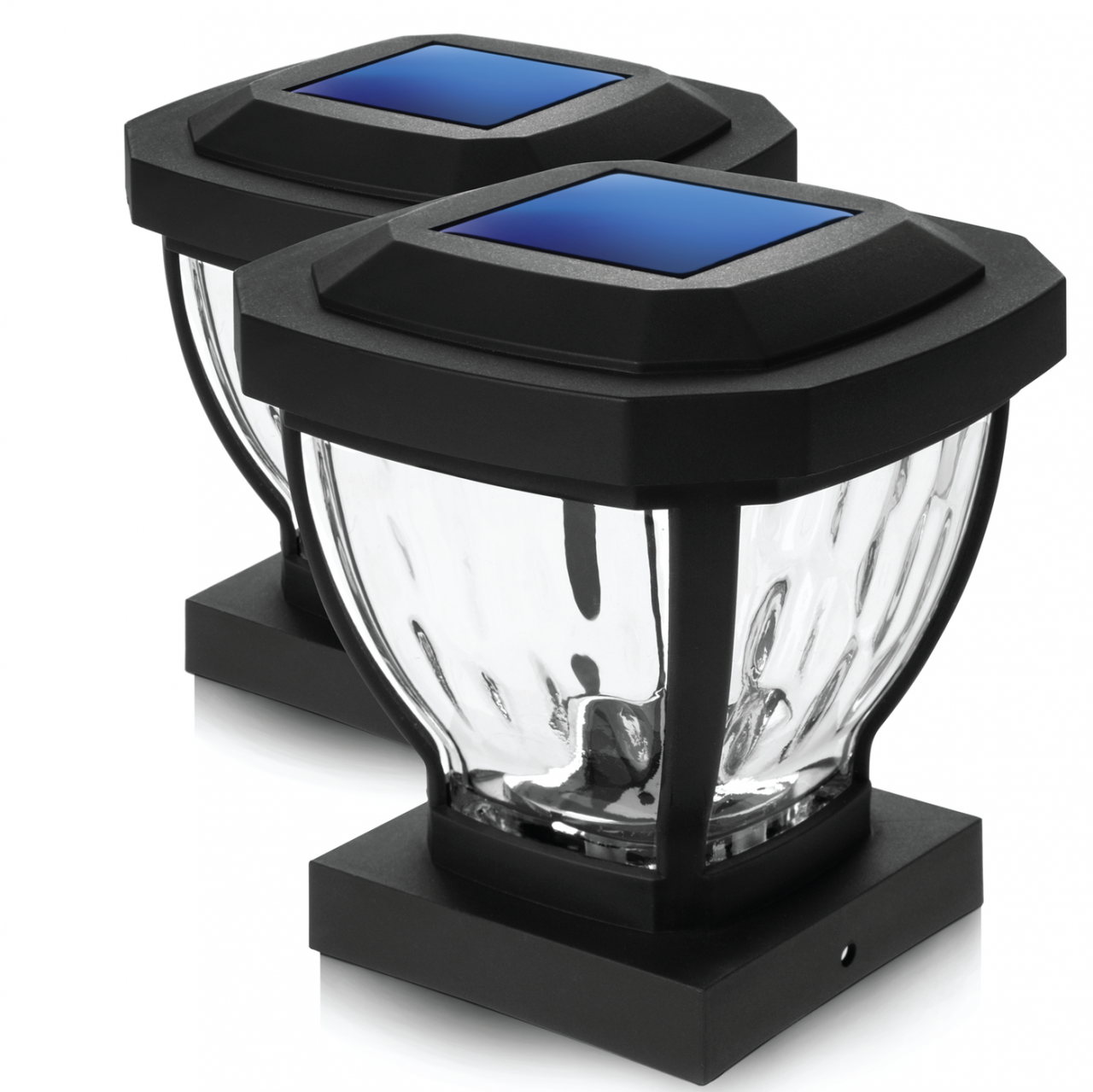 Solar powered round post cap lights